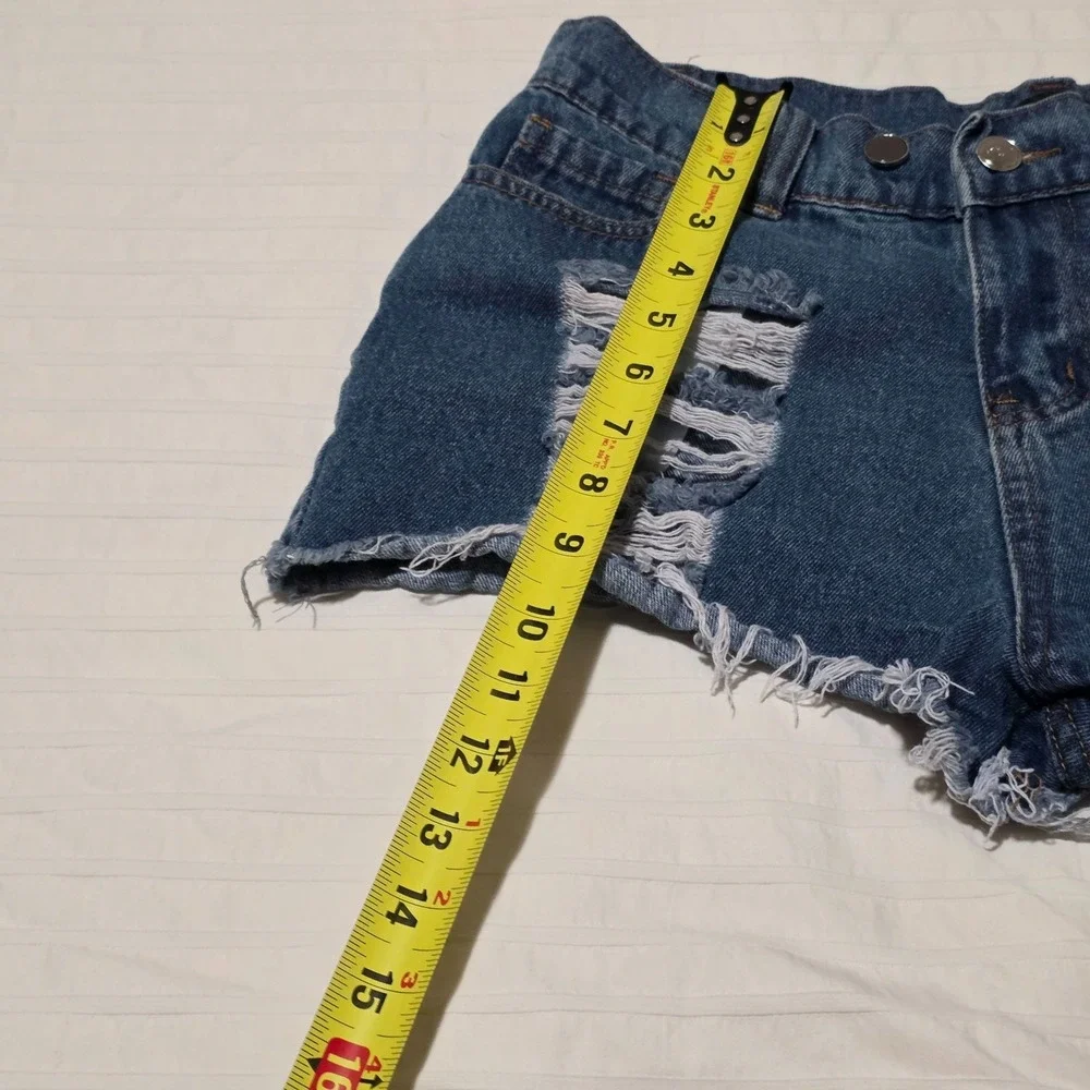 Pretty Little Thing Women's Distressed Denim Shorts‎ Blue Size UK:14 US:10